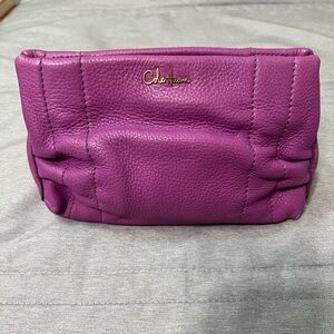 Cole Haan Magenta Pebbled Leather  Clutch